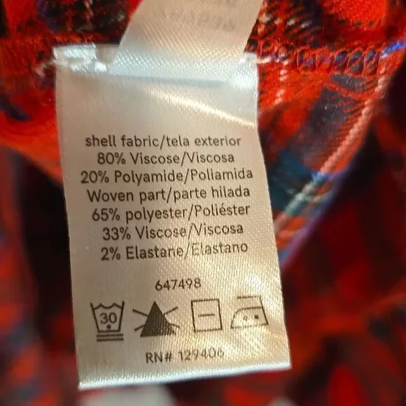 Venus red and plaid long sleeve midi dress size 12 - Picture 7 of 12